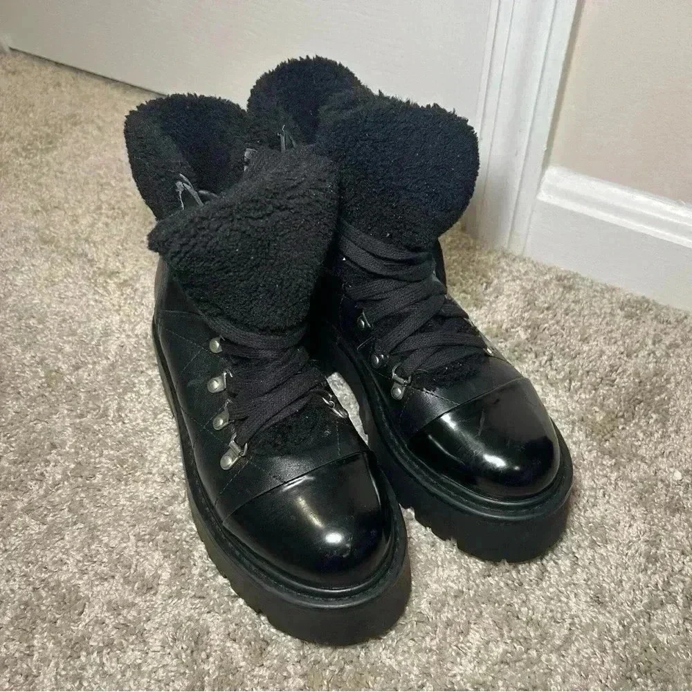 Steve Madden Glossy Black Moto Boots